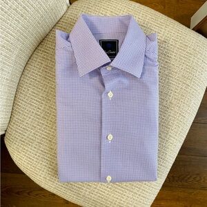 David Donahue Textured Purple Dress Shirt | 16
